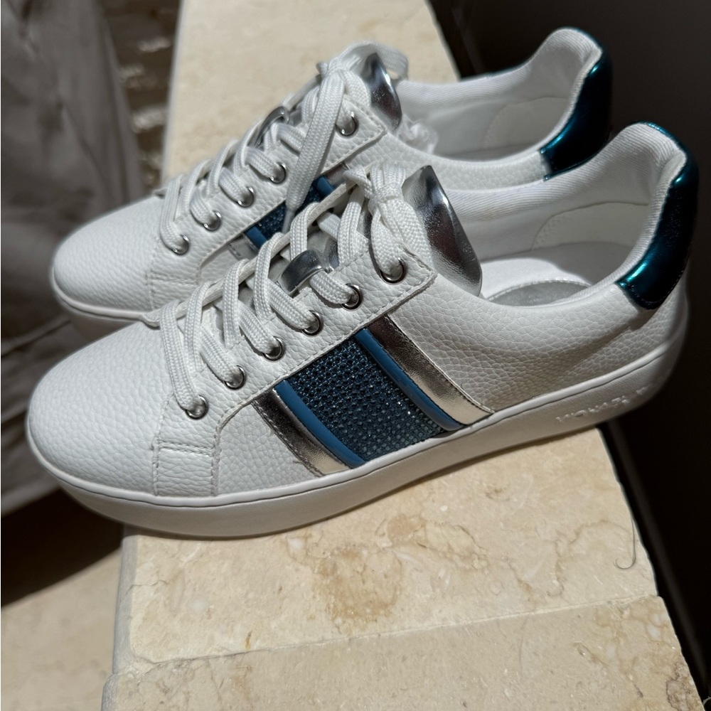 Michael Kors White and Blue Low-Top Sneakers - never worn